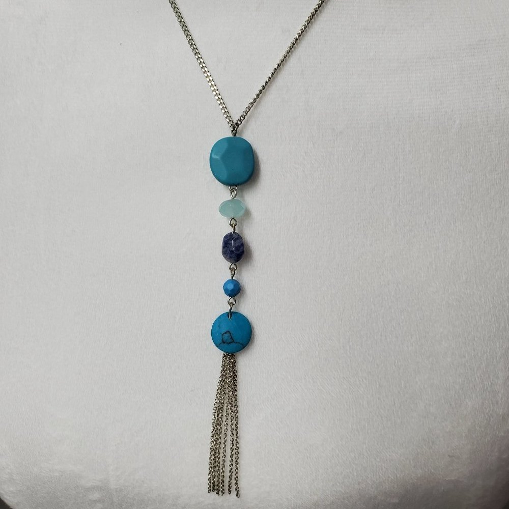 Silver plated necklace with stone pendants
